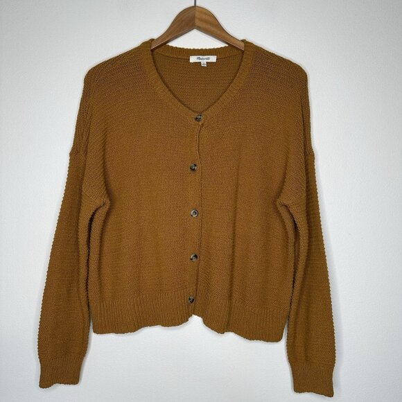 Madewell Deville Cardigan Sweater Antique Gold Medium - Picture 2 of 9